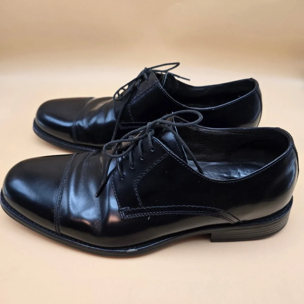 Johnston & Murphy Mens Black Leather‎ Cap Toe Derby Dress Shoes 20-3241 / 11M